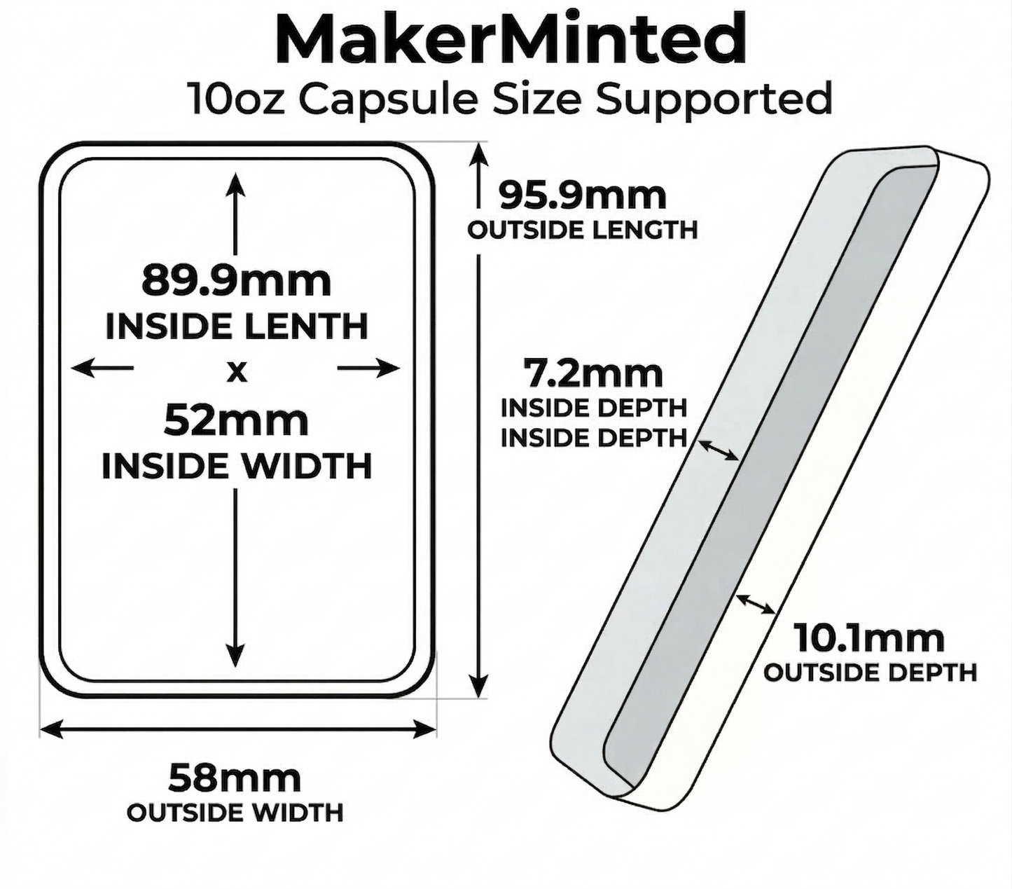 10oz Silver Bar Capsule Box - 15 Slot - Direct Fit Air-Tite
