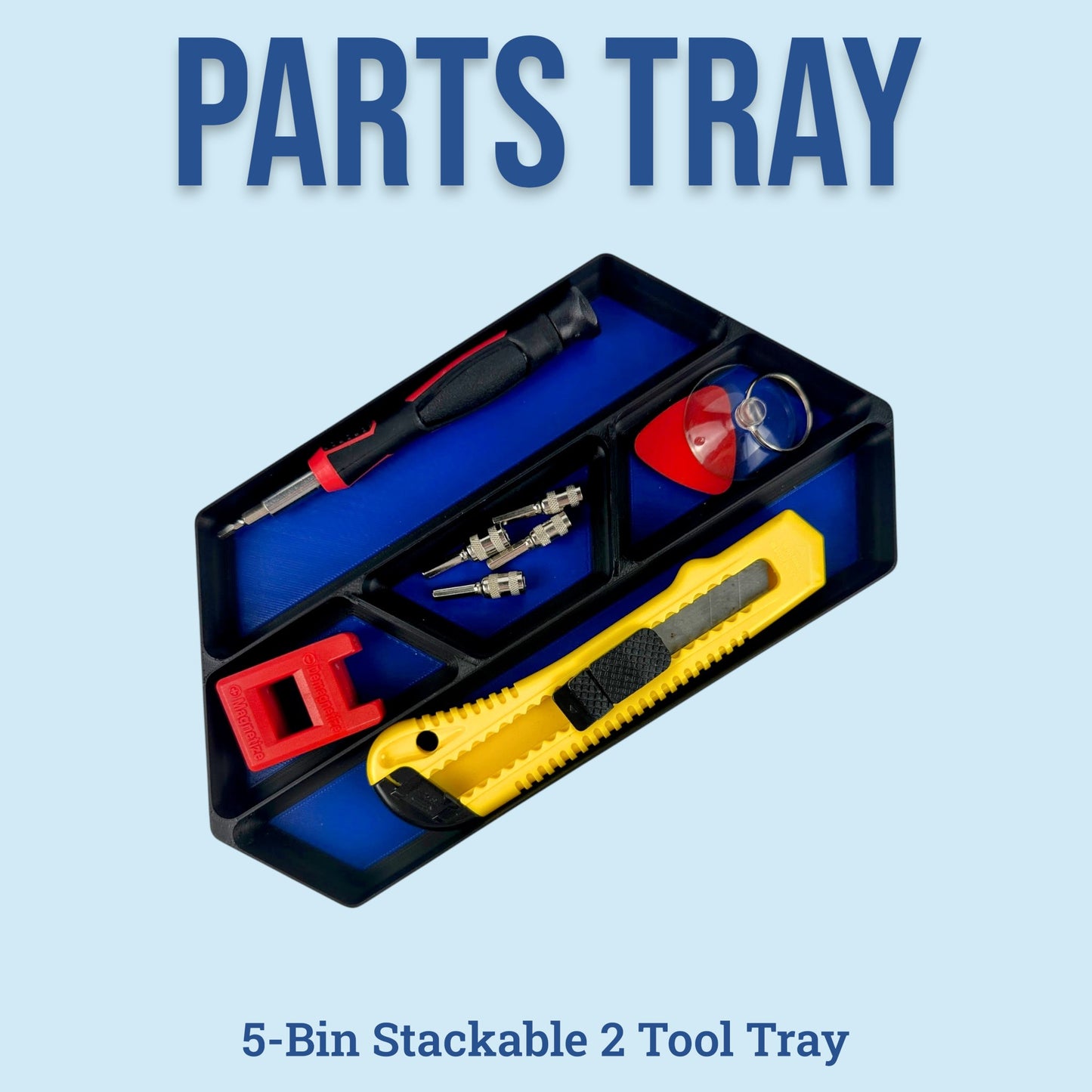 5 Bin Stackable Parts Tray - 2 Tool | Garage Organizer | Hobby Organizer | Desk Organizer | Hobby Tray | Workspace Organizer