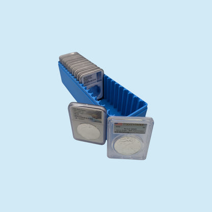 Graded Coin Storage Box | 20 Certified NGC and PCGS 1oz Silver DollarSlabs | 1x20 Layout | 9 Color Options | Optional Customized Text