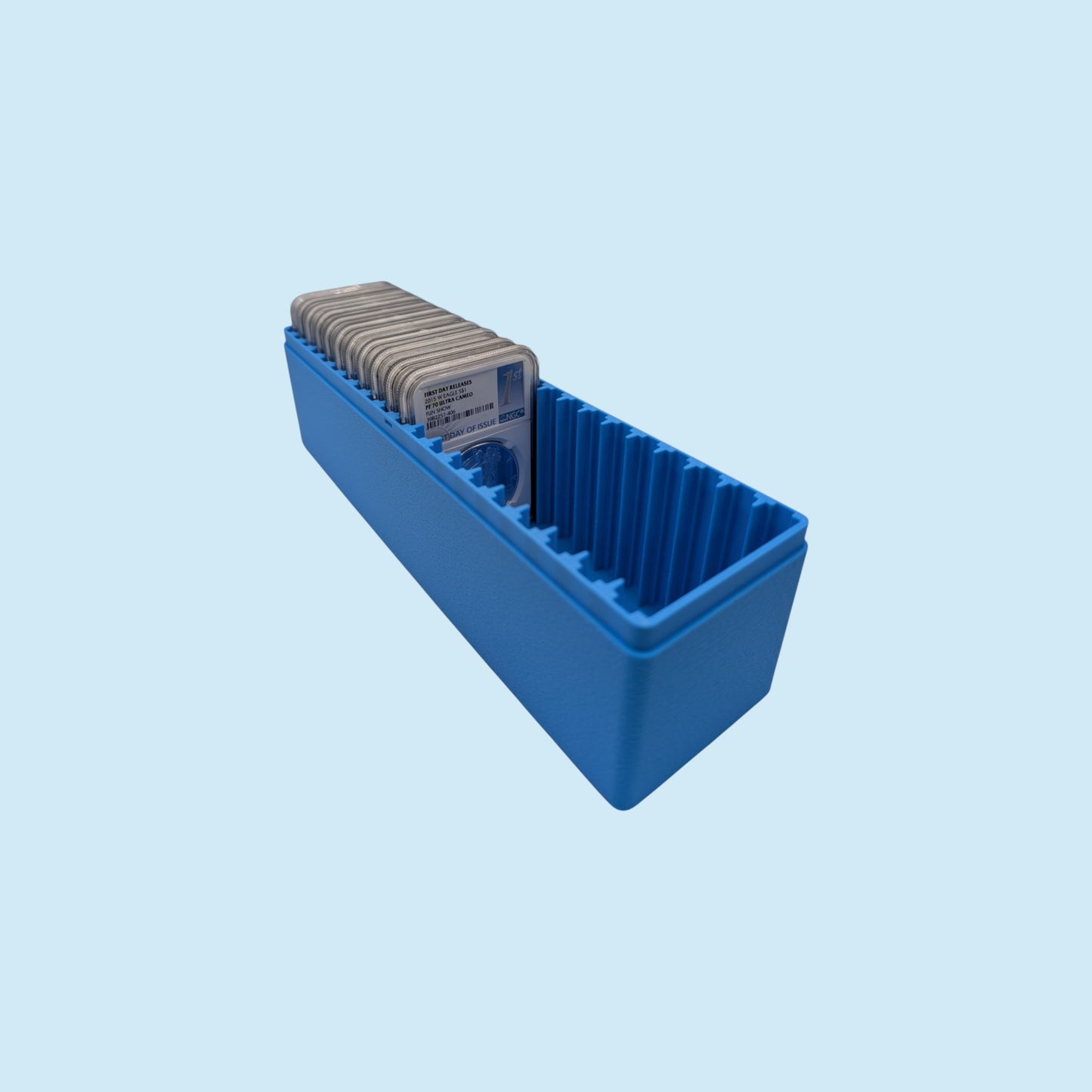 Graded Coin Storage Box | 20 Certified NGC and PCGS 1oz Silver DollarSlabs | 1x20 Layout | 9 Color Options | Optional Customized Text