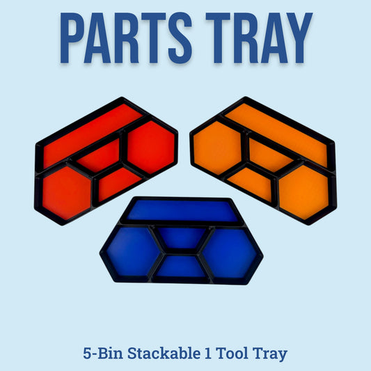 5 Bin Stackable Parts Tray - 1 Tool | Garage Organizer | Hobby Organizer | Desk Organizer | Hobby Tray | Workspace Organizer