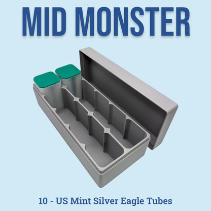 1oz Silver Eagle Mid Monster Box | 10 US Mint Tubes | 9 colors options | 2x5 layout | Mini Monster