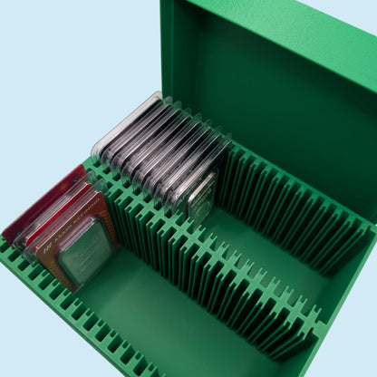 1 oz Gold and Silver Bar Assay Card Case | Holds 50 Common Assay Cards | 9 color options | 2x25 Layout | Optional Customizable Text on lid