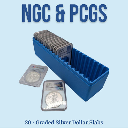 NGC PCGS Graded Coin Slab Box - 20 Slot Single Row - Certified Silver Dollar