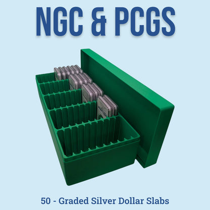 NGC PCGS Graded Coin Slab Box - 50 Slot - Certified Silver Dollar Coin