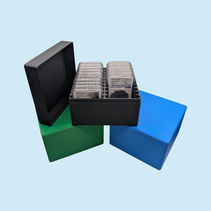 Graded Coin Storage Box | 20 Certified NGC and PCGS 1oz Silver Dollar Slabs | 2x10 Layout | 9 Color Options | Optional Customized Text