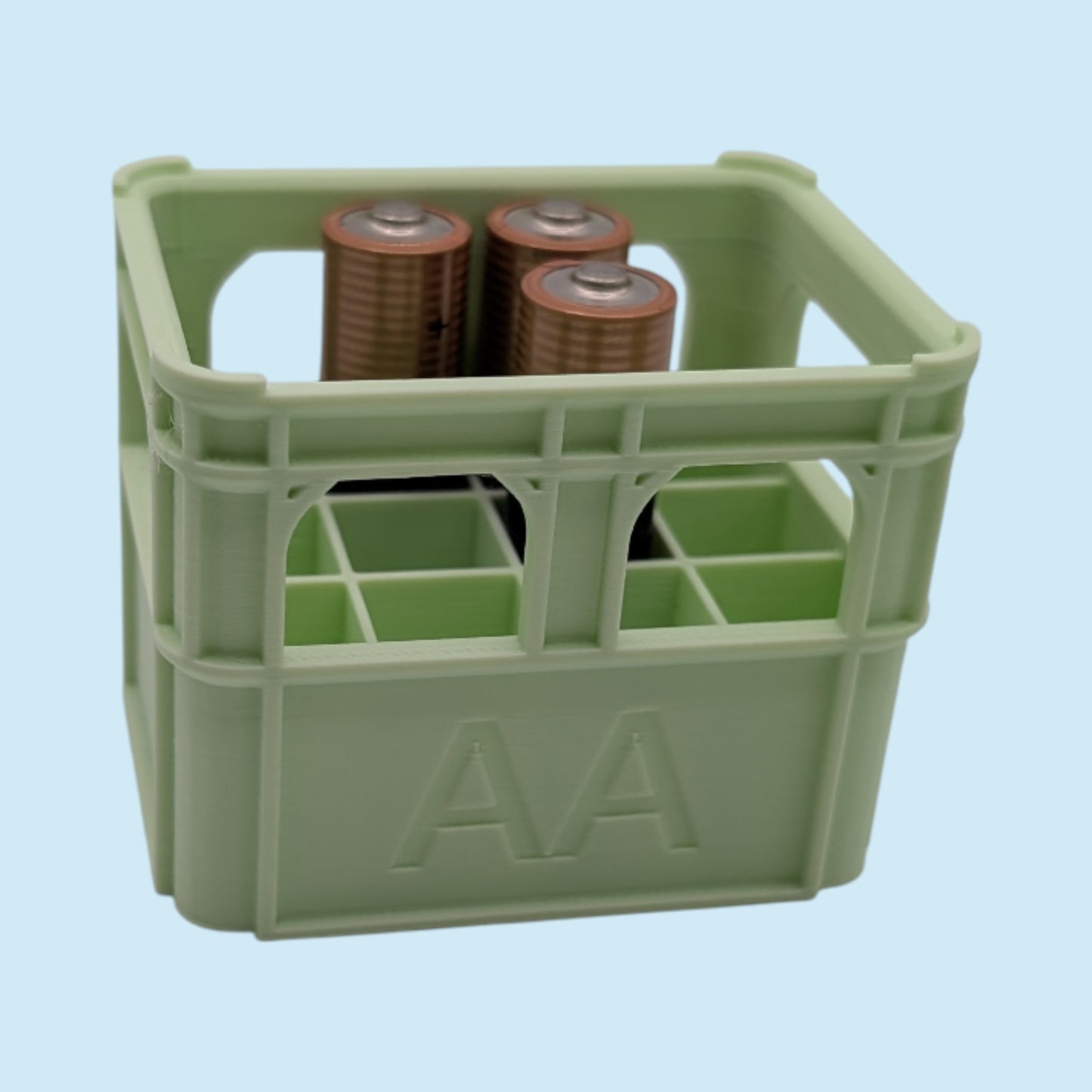 Pastel Crate Styled Battery Storage | Battery Case for AAA, AA, 9v, 18650, 18500, CR2032 | Organizer | Stackable | 3D Printed | Unique Gift