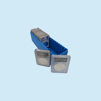 Graded Coin Storage Box | 20 Certified NGC and PCGS 1oz Silver DollarSlabs | 1x20 Layout | 9 Color Options | Optional Customized Text