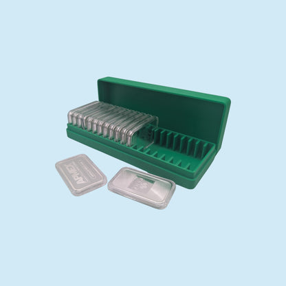 1oz Silver Bars Storage Box for Direct-Fit Capsules | Holds 20 1oz Silver Bars | 1x20 Layout | 9 color Options | Optional Customized Text