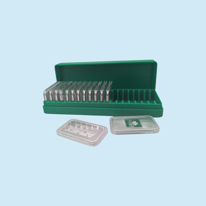 1oz Silver Bars Storage Box for Direct-Fit Capsules | Holds 20 1oz Silver Bars | 1x20 Layout | 9 color Options | Optional Customized Text