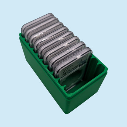 Graded Coin Storage Box | 10 Certified NGC and PCGS 1oz Silver DollarSlabs | 1x10 Layout | 9 Color Options | Optional Customized Text