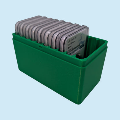 Graded Coin Storage Box | 10 Certified NGC and PCGS 1oz Silver DollarSlabs | 1x10 Layout | 9 Color Options | Optional Customized Text