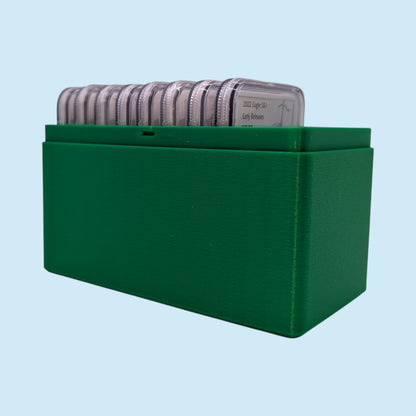 Graded Coin Storage Box | 10 Certified NGC and PCGS 1oz Silver DollarSlabs | 1x10 Layout | 9 Color Options | Optional Customized Text