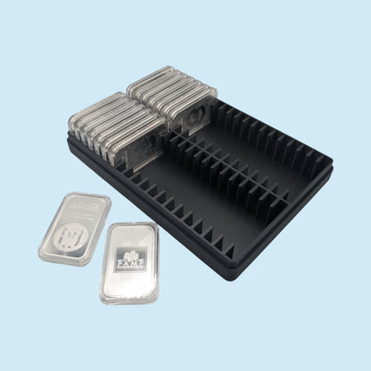 1oz Silver Bars Storage Box for Direct-Fit Capsules | Holds 40 1oz Silver Bars | 2x20 Layout | 9 color Options | Optional Customized Text