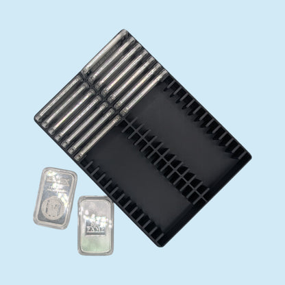 1oz Silver Bars Storage Box for Direct-Fit Capsules | Holds 40 1oz Silver Bars | 2x20 Layout | 9 color Options | Optional Customized Text