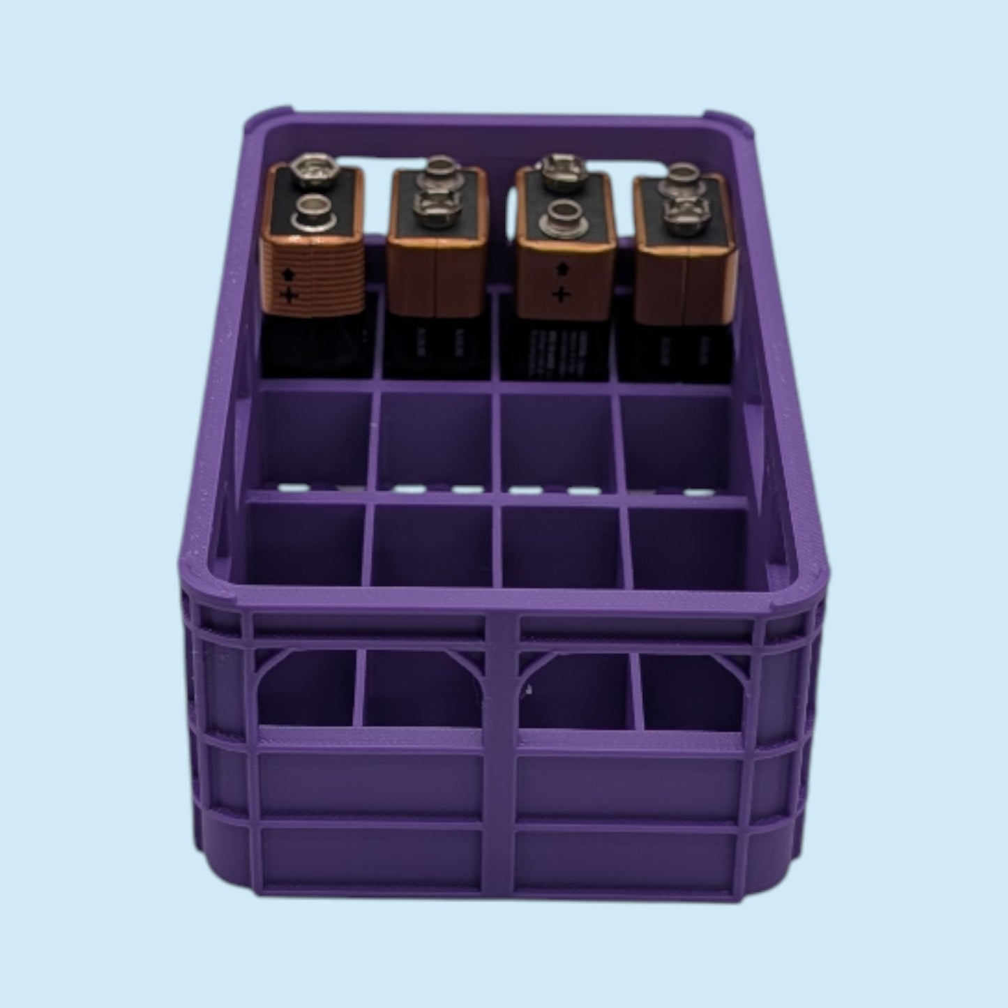Large Crate Style Battery Storage | Battery Case for AAA, AA, 9v, 18650, 18500 | Organizer | Stackable | 3D Printed | Unique Gift