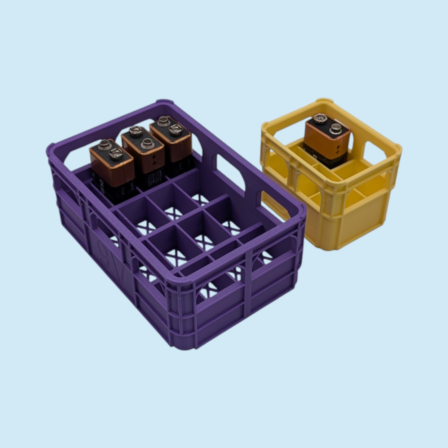 Large Crate Style Battery Storage | Battery Case for AAA, AA, 9v, 18650, 18500 | Organizer | Stackable | 3D Printed | Unique Gift