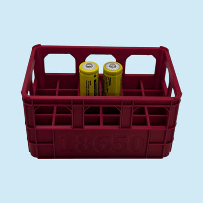 Large Crate Style Battery Storage | Battery Case for AAA, AA, 9v, 18650, 18500 | Organizer | Stackable | 3D Printed | Unique Gift