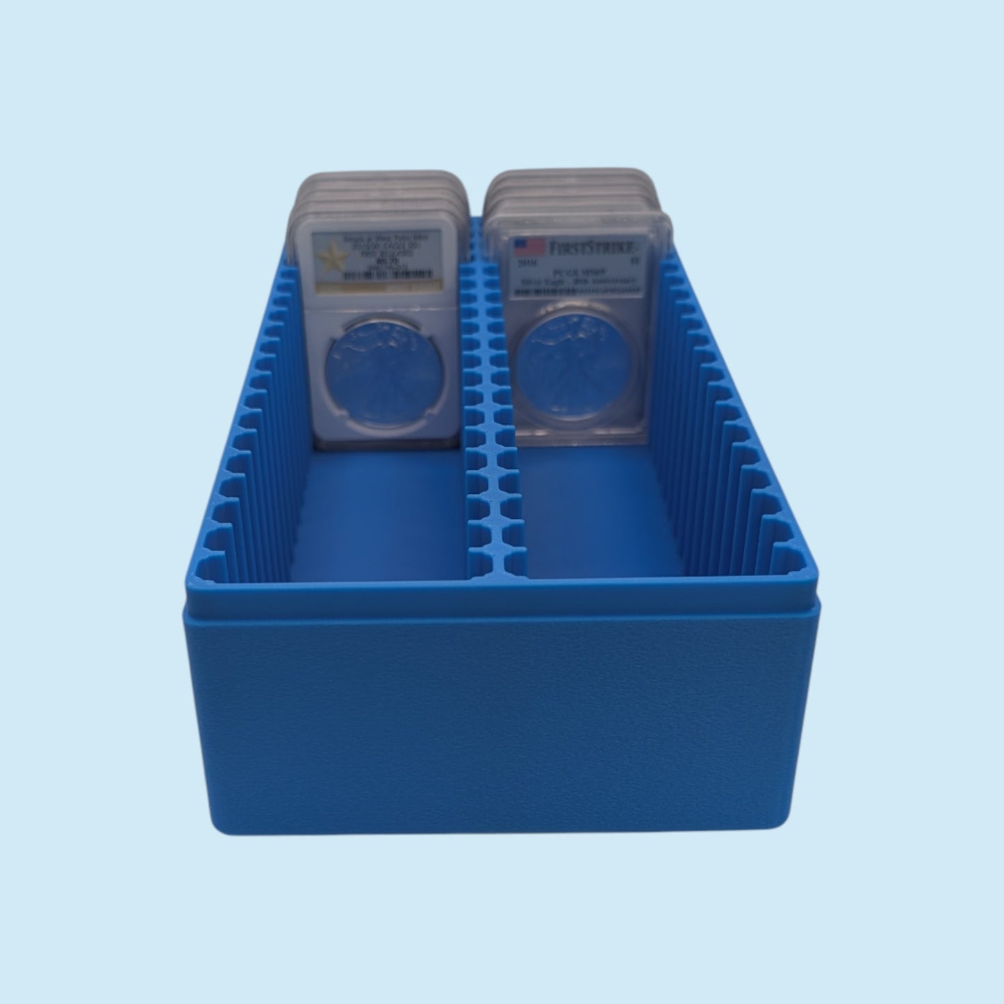 Graded Coin Storage Box | 40 Certified NGC and PCGS 1oz Silver Dollar Slabs | 2x20 Layout | 9 Color Options | Optional Customized Text