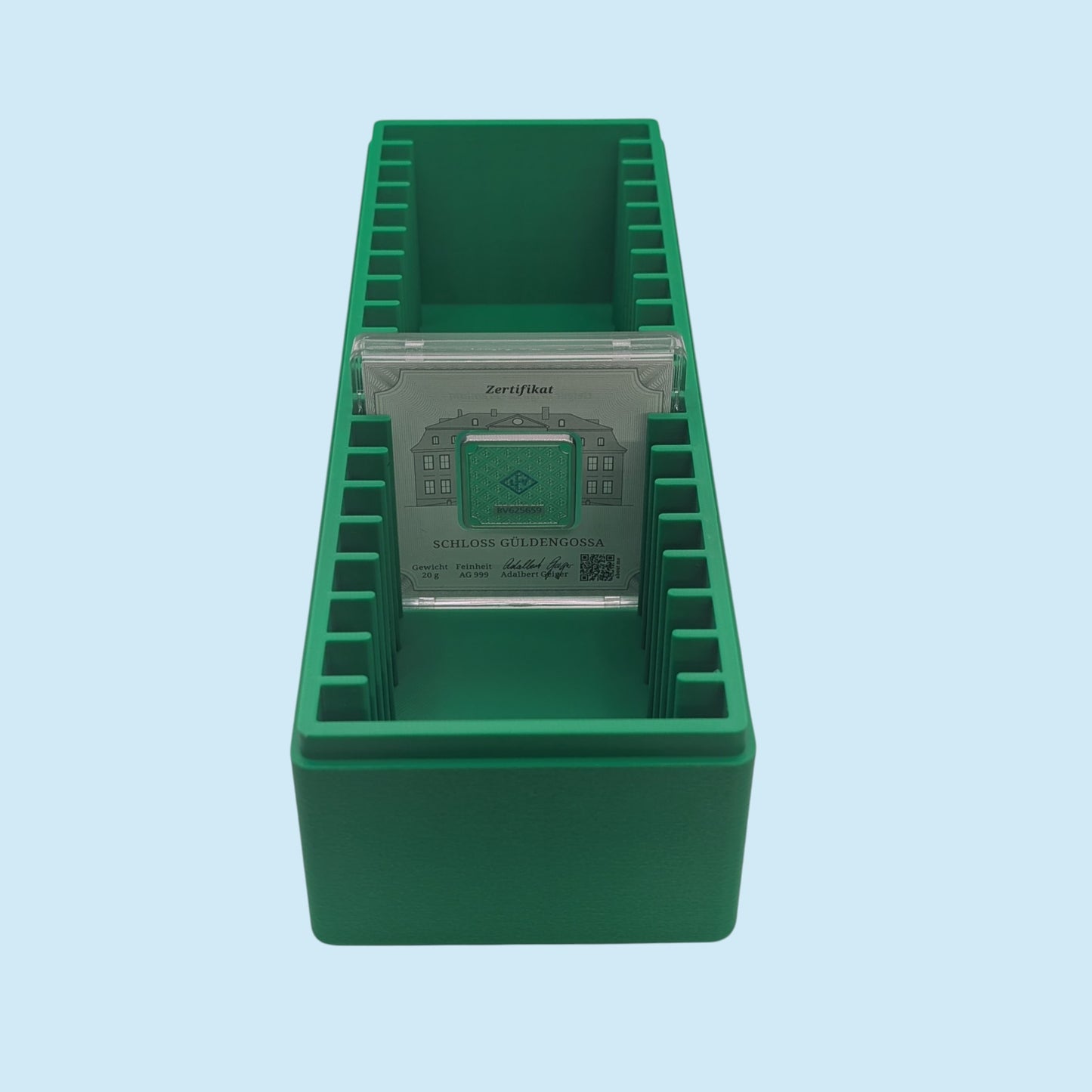 Premium Storage Box for Large Sized Geiger Edelmetalle Square Assay Silver Bars (20 Slots)