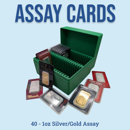 1 oz Gold and Silver Bar Assay Card Case | Holds 50 Common Assay Cards | 9 color options | 2x25 Layout | Optional Customizable Text on lid