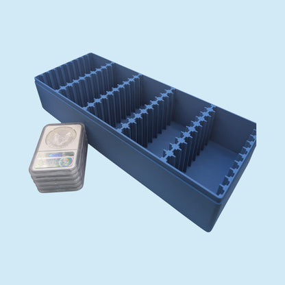 Graded Coin Storage Box | 50 Certified NGC and PCGS 1oz Silver Dollar Slabs | 5x10 Layout | 9 Color Options | Optional Customized Text