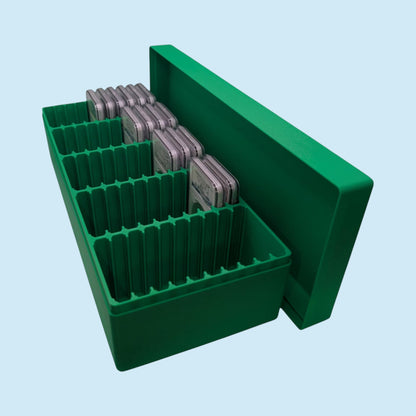 Graded Coin Storage Box | 50 Certified NGC and PCGS 1oz Silver Dollar Slabs | 5x10 Layout | 9 Color Options | Optional Customized Text