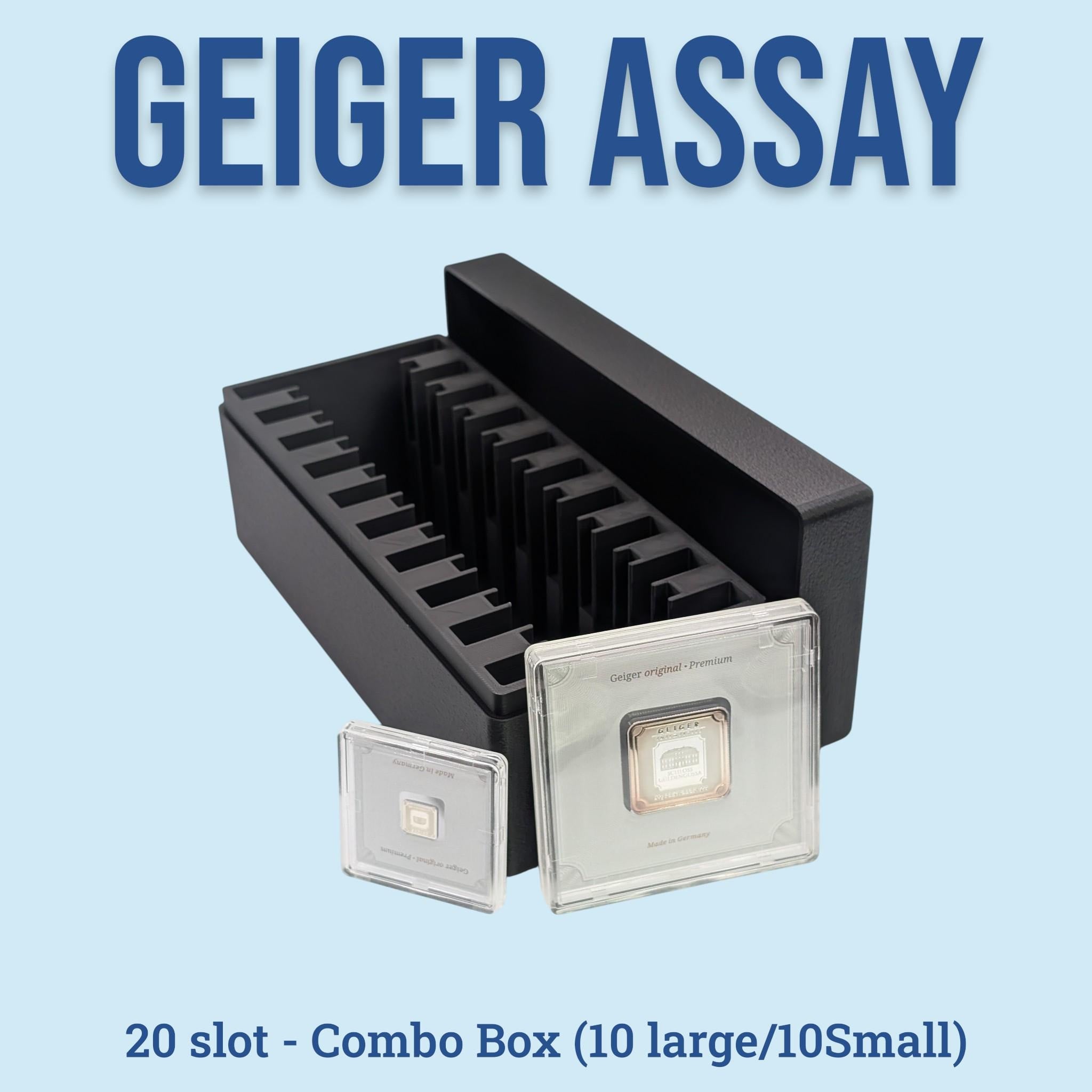 Geiger Edelmetalle Square Bar Box - 20 Slot Combo - Large & Small Caps ...